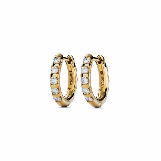 Shinola Diamond Petite Round Huggie Earrings | Shinola