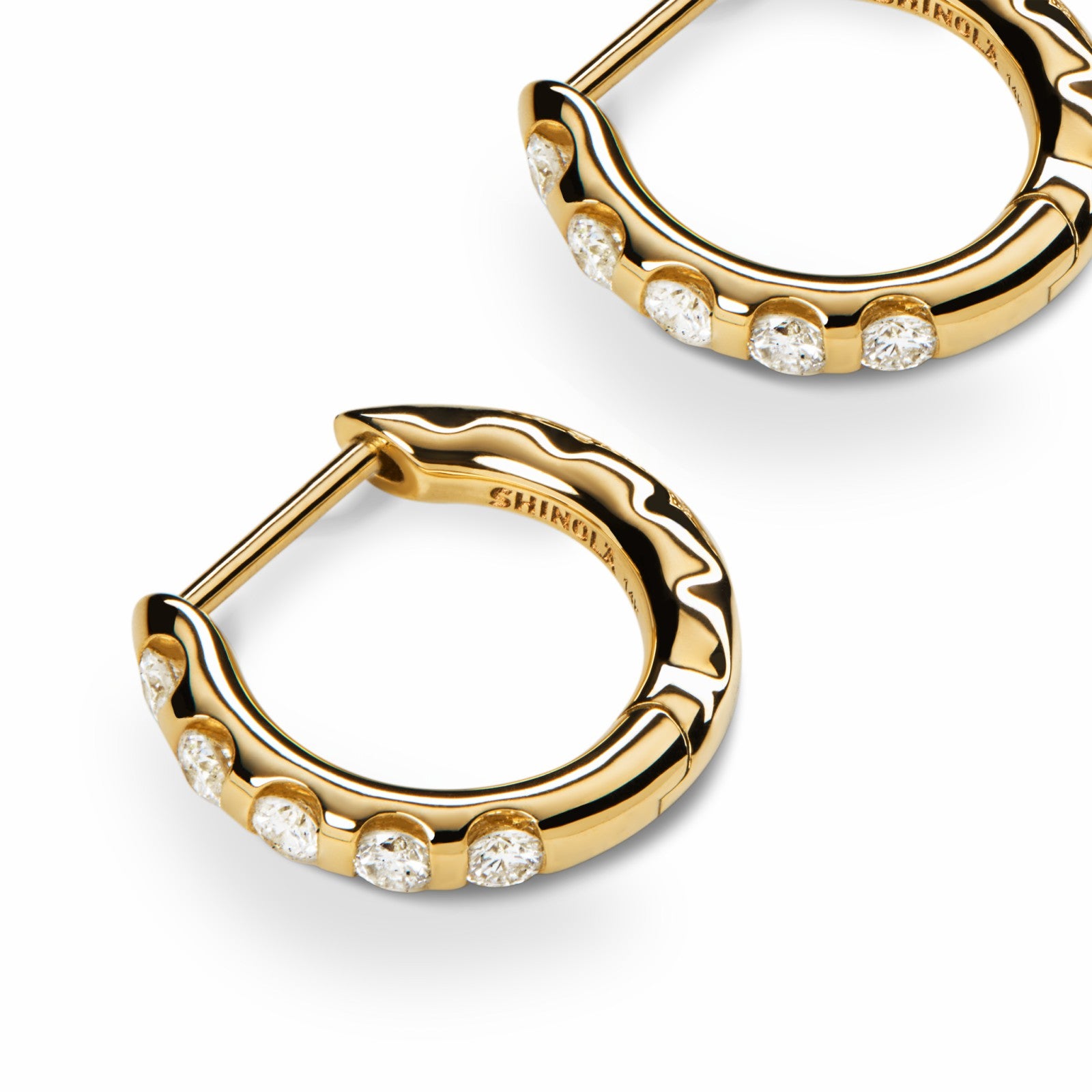 Shinola Diamond Petite Round Huggie Earrings | Shinola