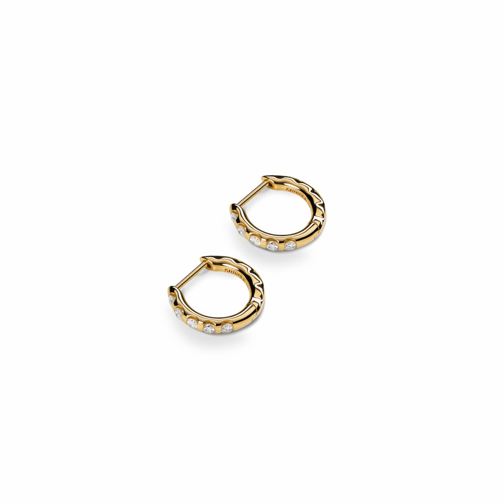 Shinola Diamond Petite Round Huggie Earrings | Shinola