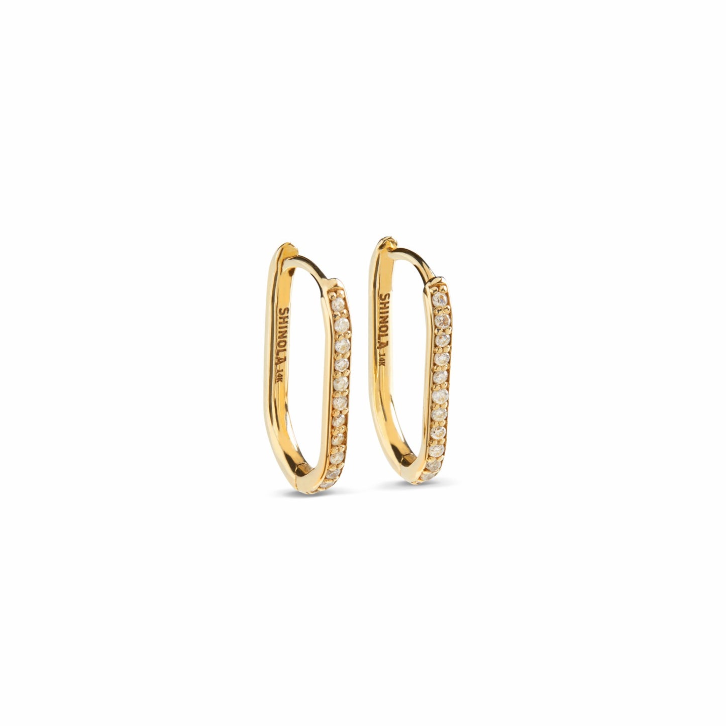 Shinola Diamond Oval Charm Hoop - Yellow Gold