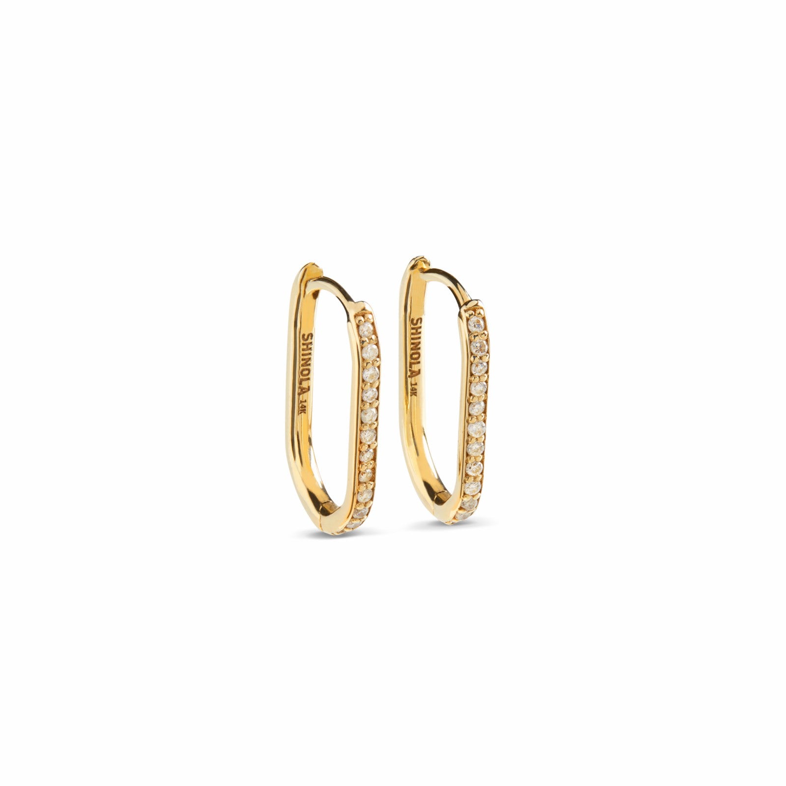 Shinola Diamond Oval Charm Hoop - Yellow Gold