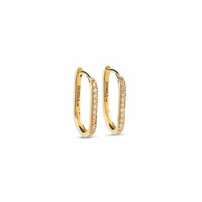 Shinola Diamond Oval Charm Hoop - Yellow Gold