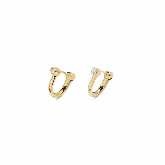 Shinola Diamond Bike Lock Huggie Earrings | Shinola