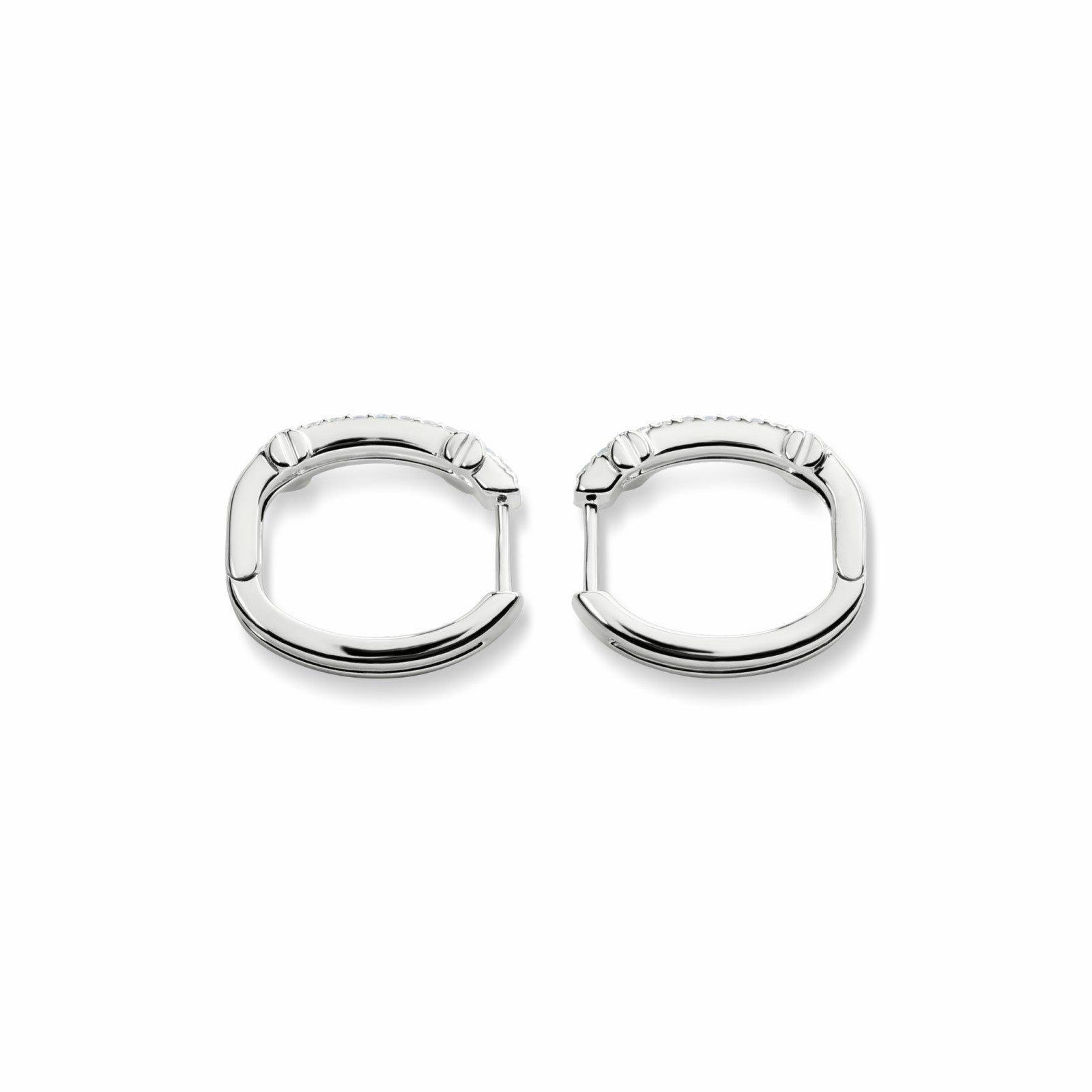 Shinola Diamond Pave Rivet Double Row Hoop Earrings | Shinola