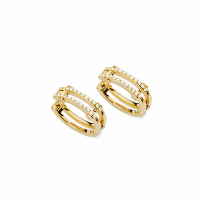 Shinola Diamond Pave Rivet Double Row Hoop Earrings | Shinola