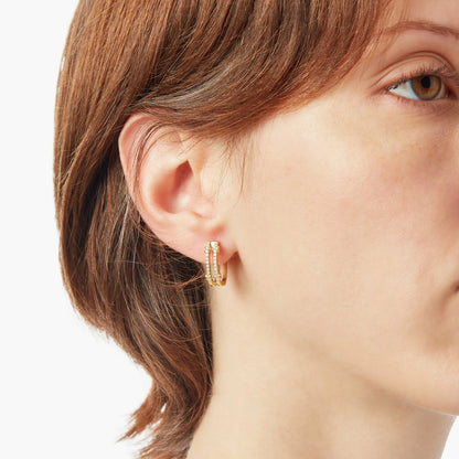 Shinola Diamond Pave Rivet Double Row Hoop Earrings | Shinola