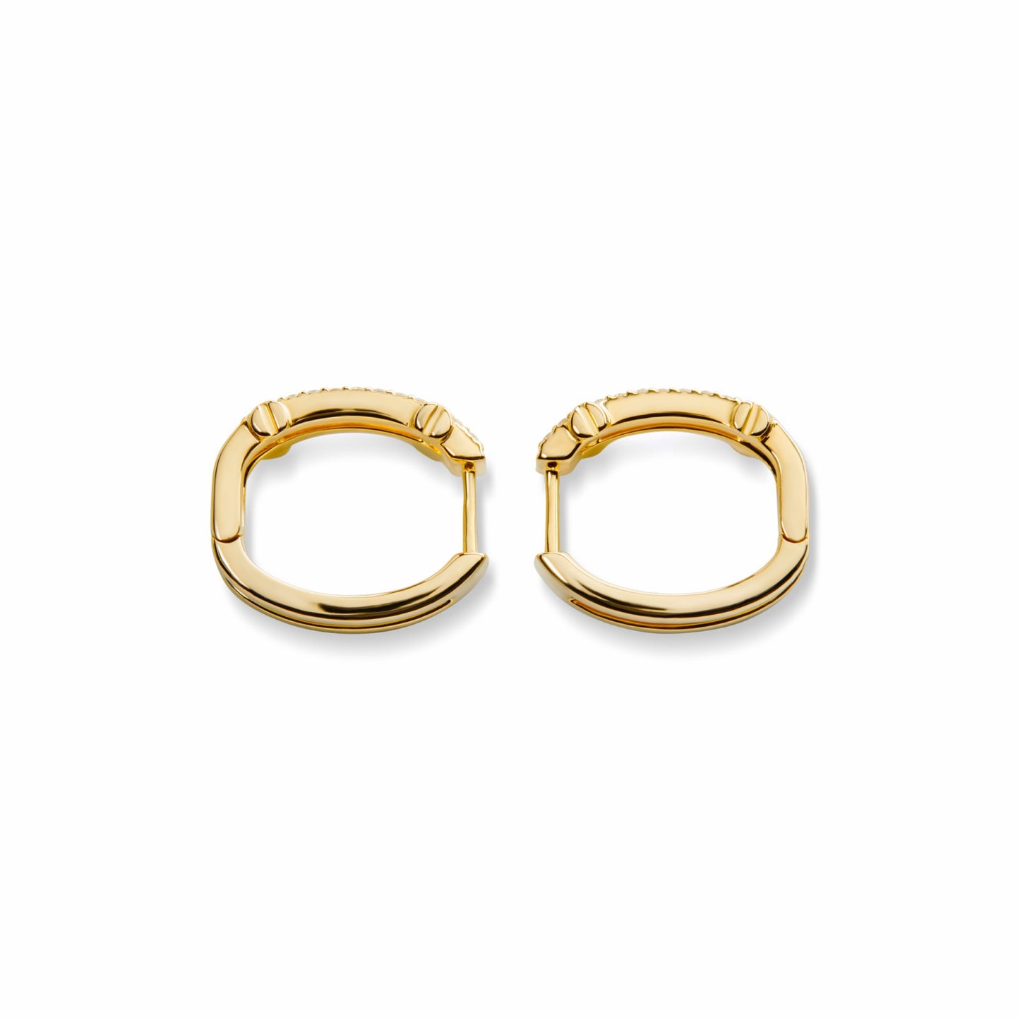 Shinola Diamond Pave Rivet Double Row Hoop Earrings | Shinola