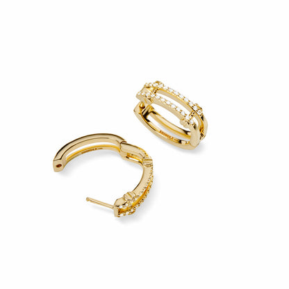 Shinola Diamond Pave Rivet Double Row Hoop Earrings | Shinola