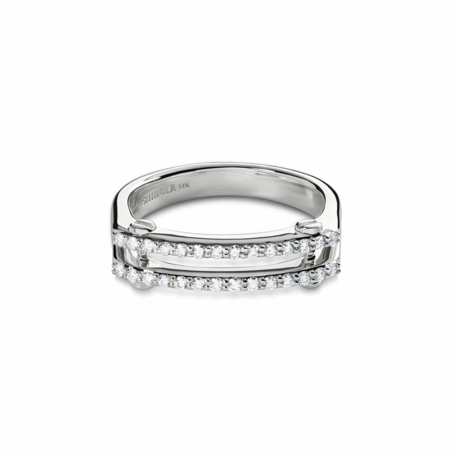 Shinola Diamond Pave Rivet Double Row Ring | Shinola