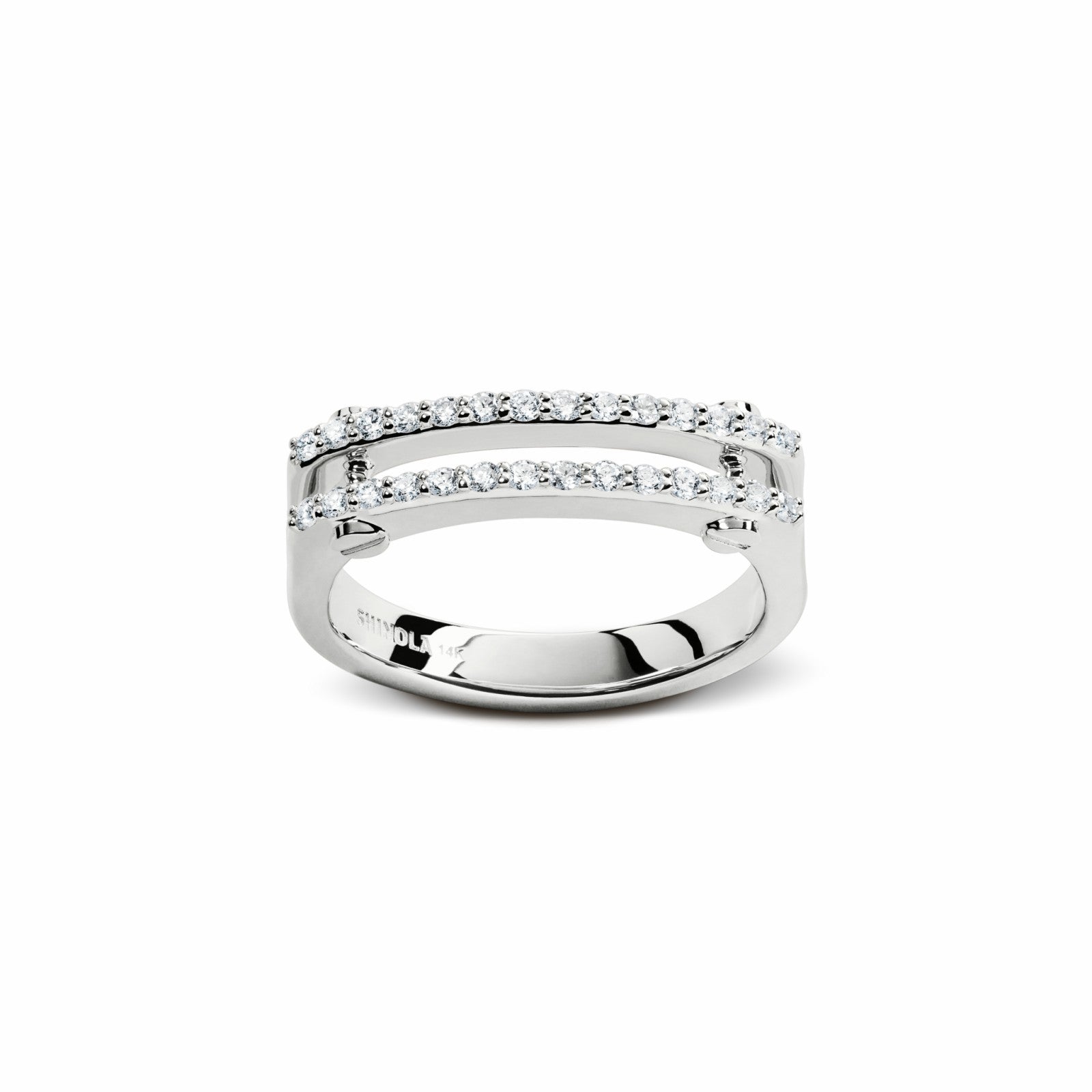 Shinola Diamond Pave Rivet Double Row Ring | Shinola