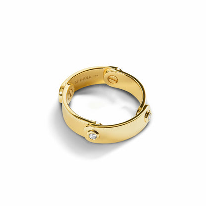 Shinola Diamond Rivet Plaque Ring - Yellow Gold