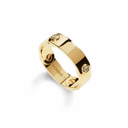 Shinola Diamond Rivet Plaque Ring - Yellow Gold