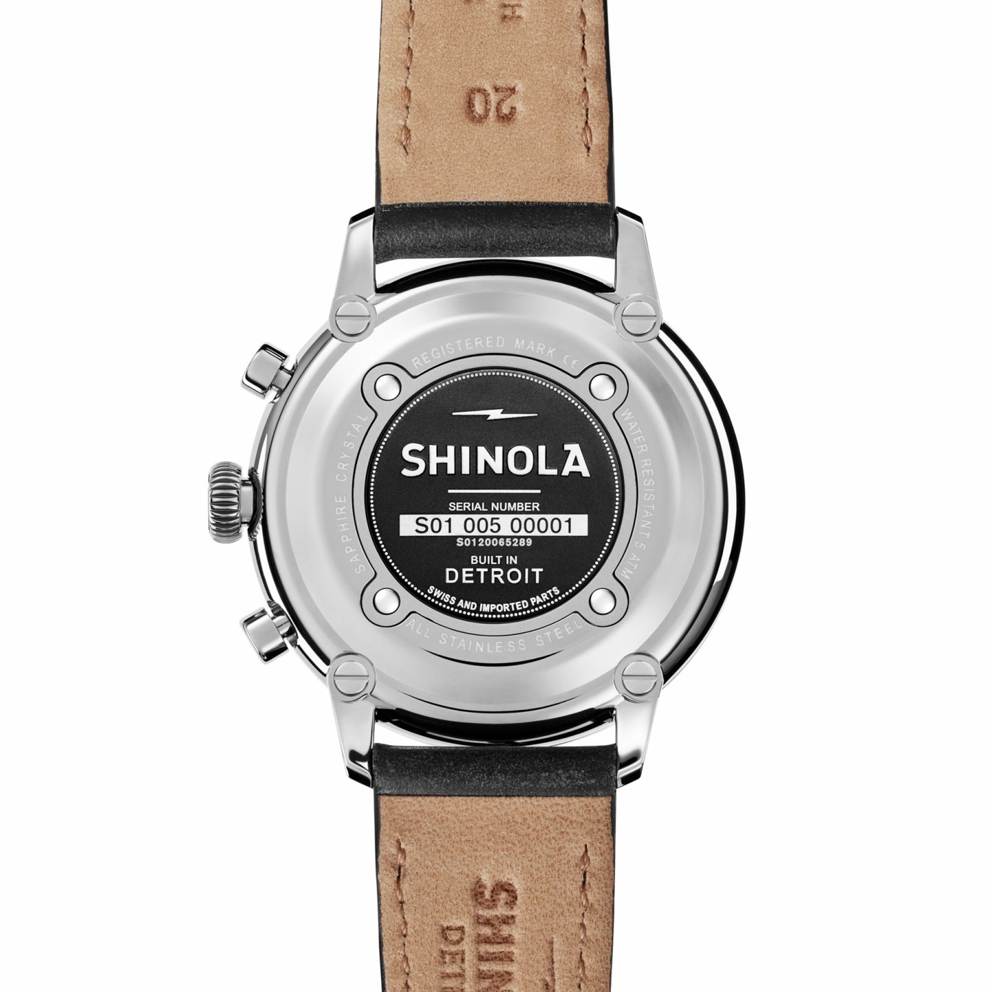 Shinola Bedrock Chronograph Watch - Black Leather Strap
