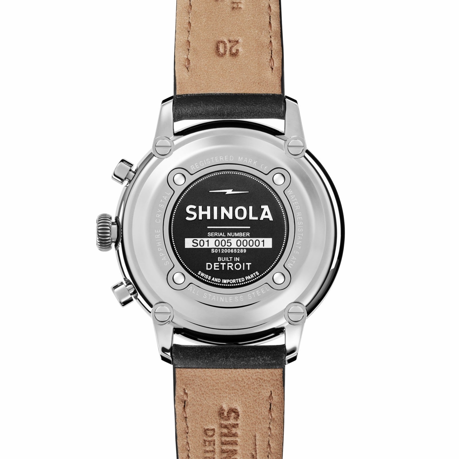 Shinola Bedrock Chronograph Watch - Black Leather Strap