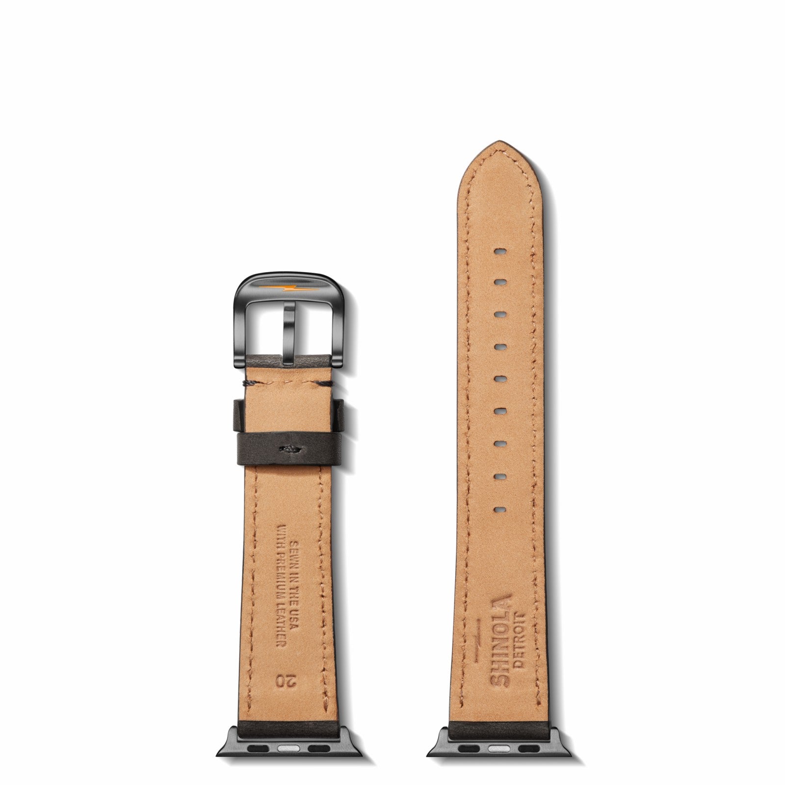 Shinola 20mm Black Leather Apple Watch Strap - Black