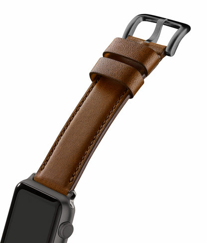Shinola 20mm Dark Nut Brown Leather Apple Watch Strap - Dark Nut Brown