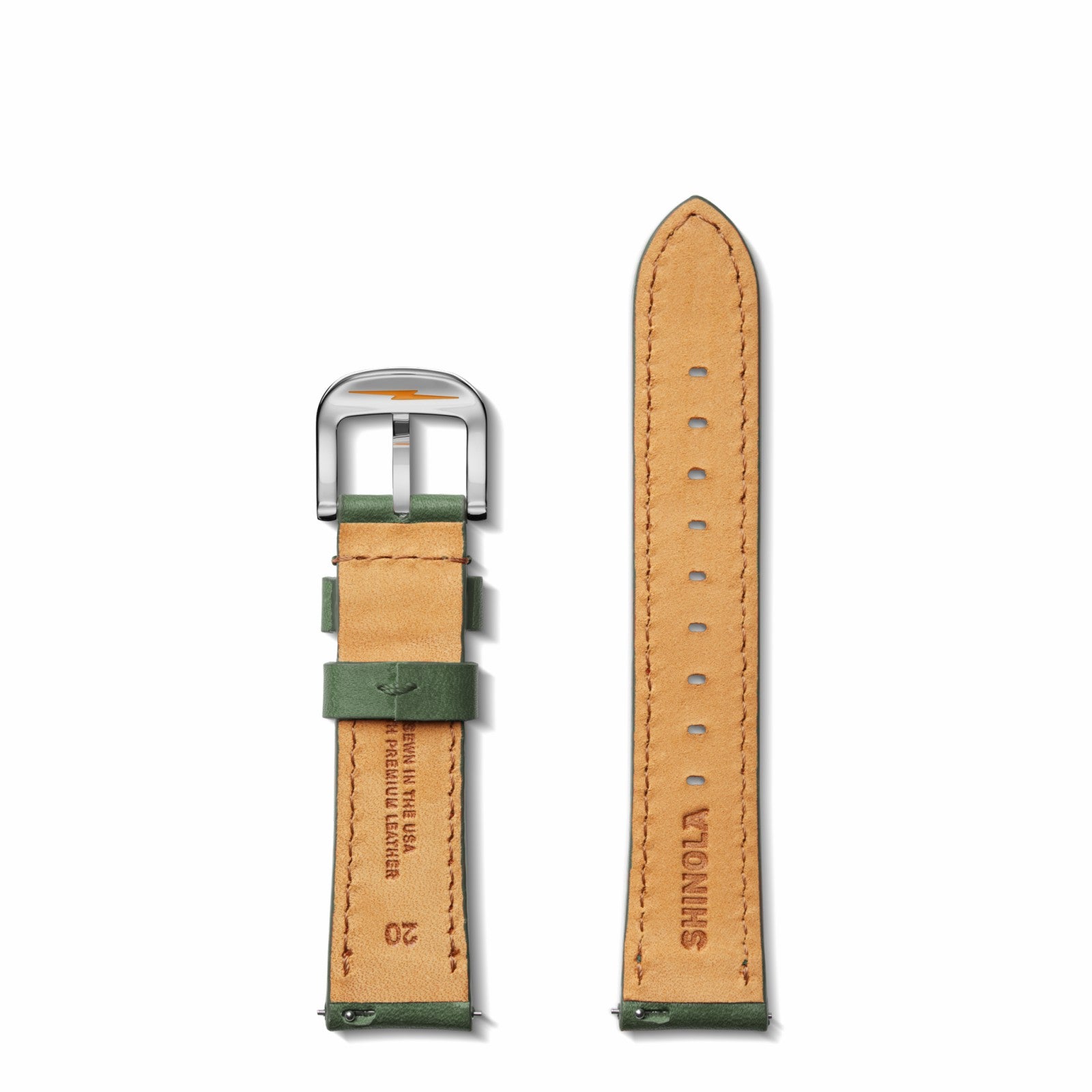 Shinola 20mm Green Leather Watch Strap - Green