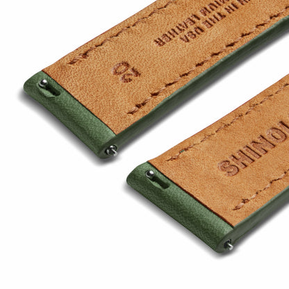 Shinola 20mm Green Leather Watch Strap - Green