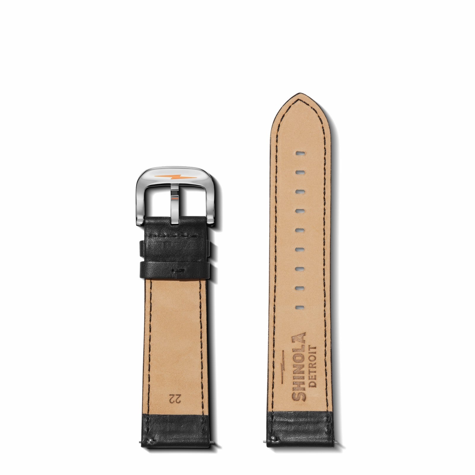 Shinola 22mm Black Perforated Leather Watch Strap | Shinola