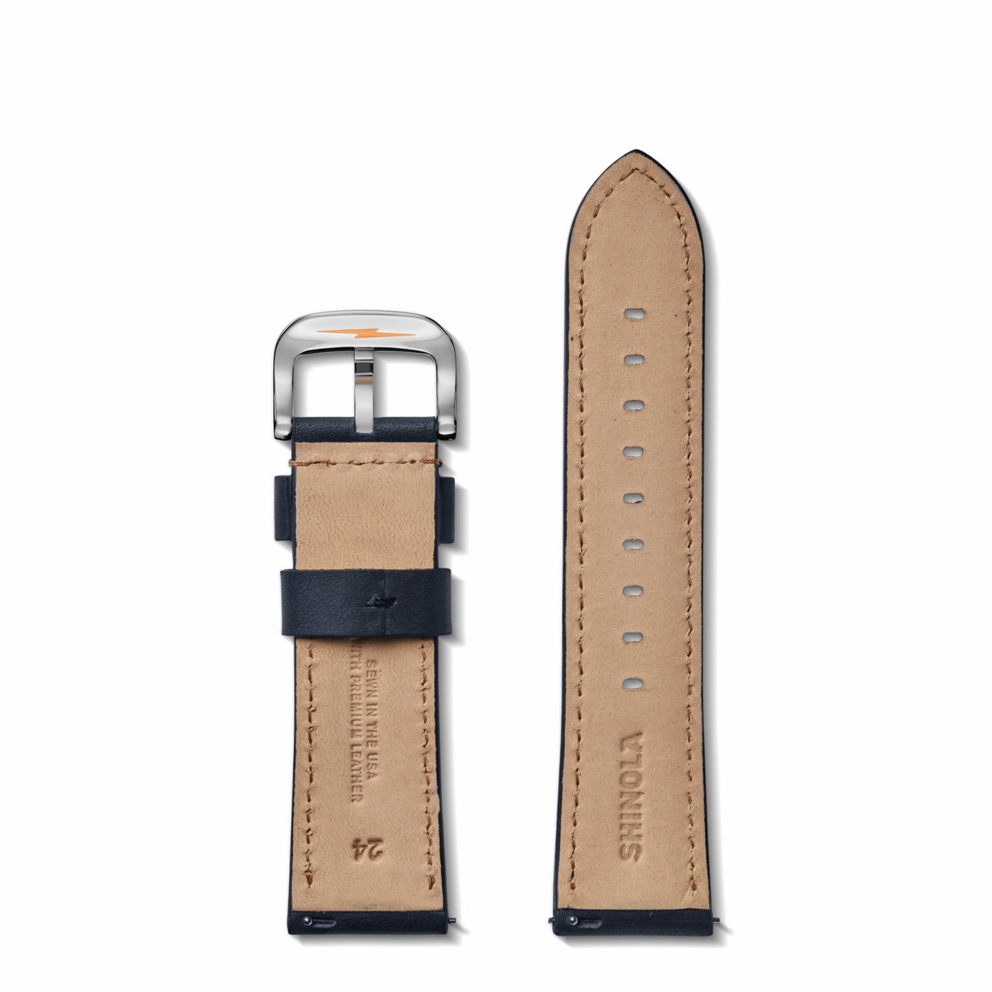 Shinola 24mm Navy Leather Watch Strap | Shinola