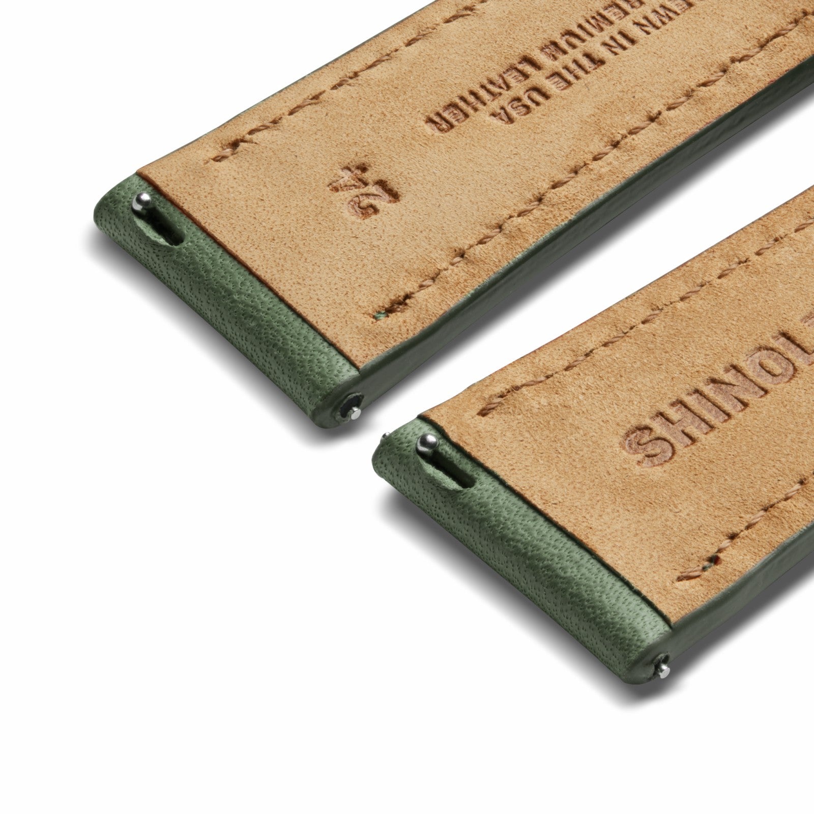 Shinola 24mm Green Leather Watch Strap - Green