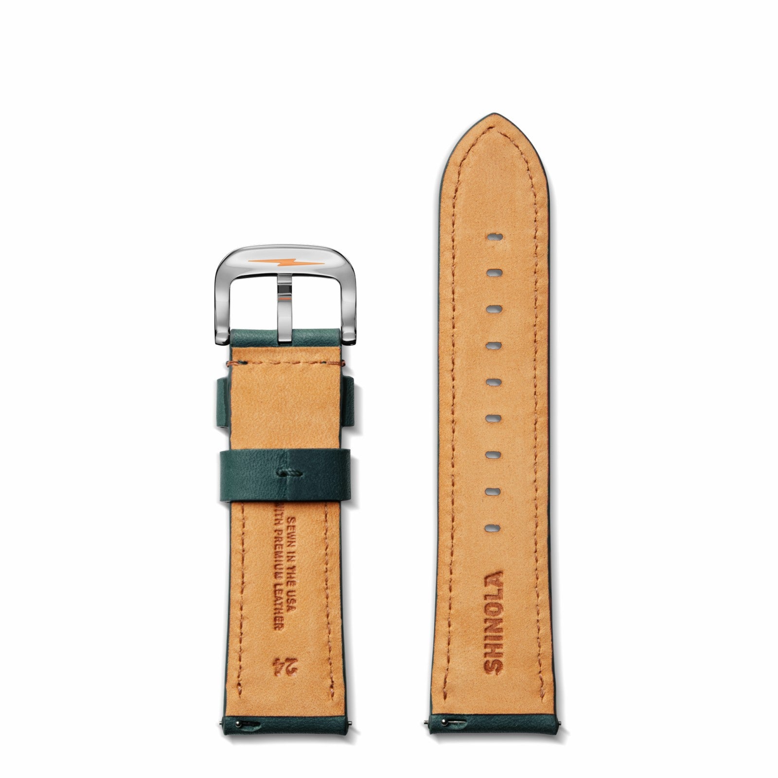 Shinola 24mm Evergreen Leather Watch Strap - Green