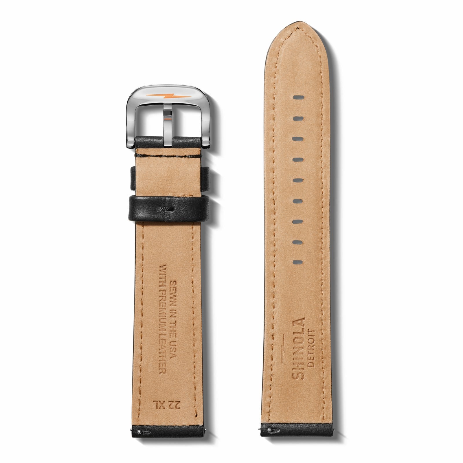 Shinola QR Strap: 22/20 XL Aniline, RR Classic, PoSS - Black