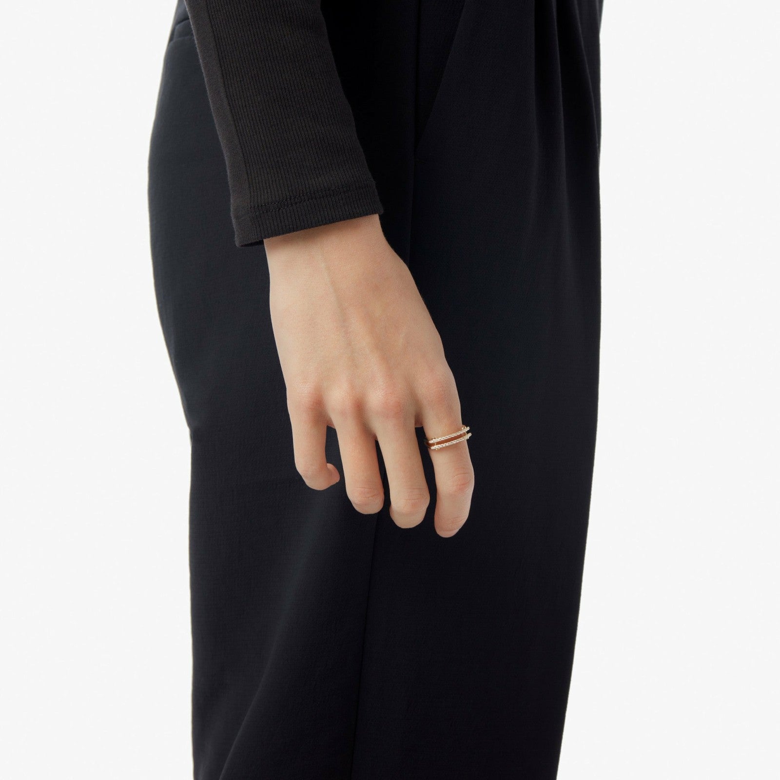 Shinola Diamond Pave Rivet Double Row Ring - Yellow Gold