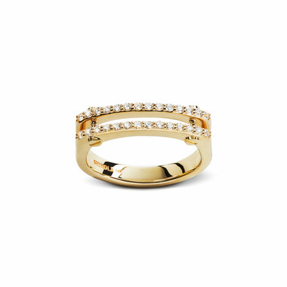 Shinola Diamond Pave Rivet Double Row Ring - Yellow Gold