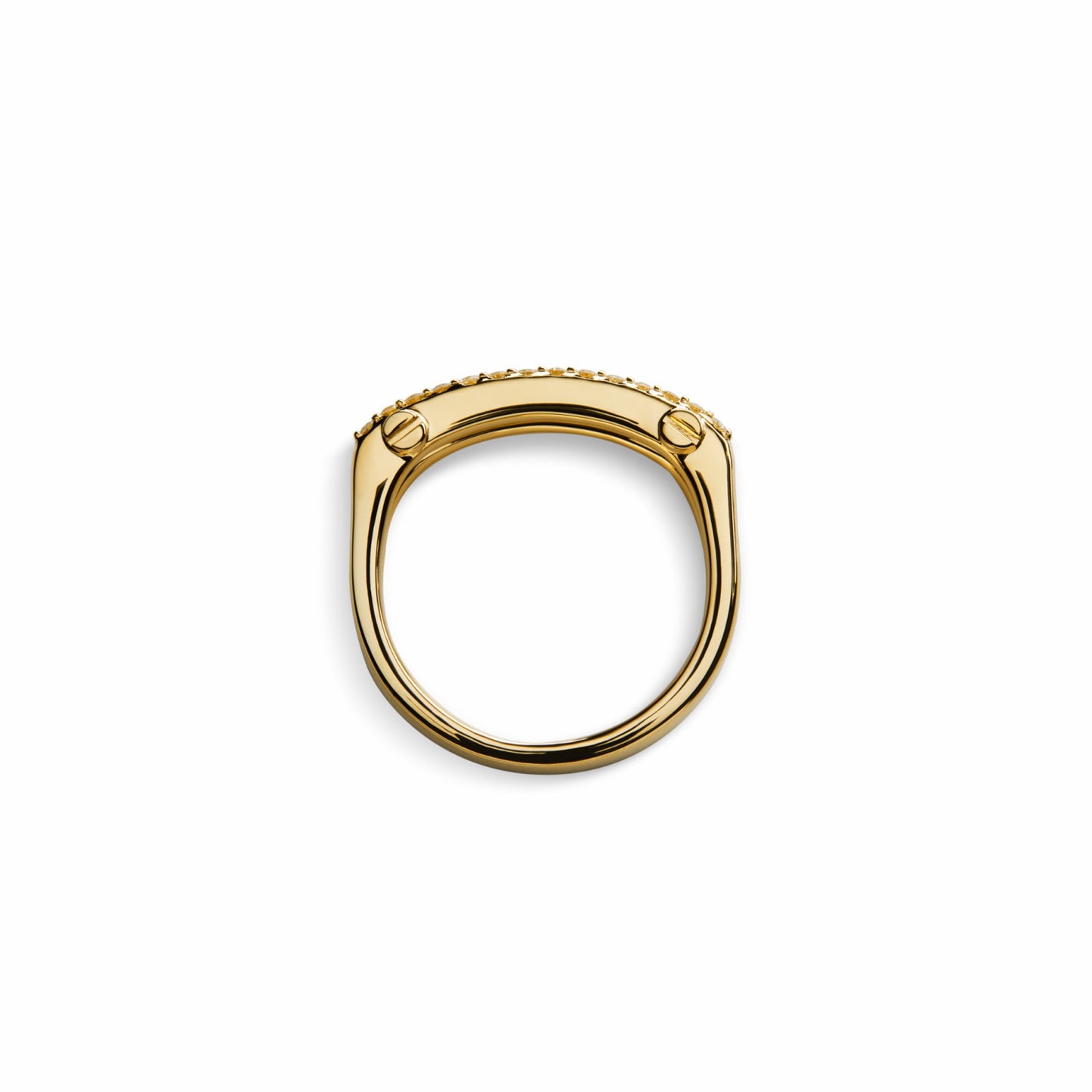 Shinola Diamond Pave Rivet Double Row Ring - Yellow Gold