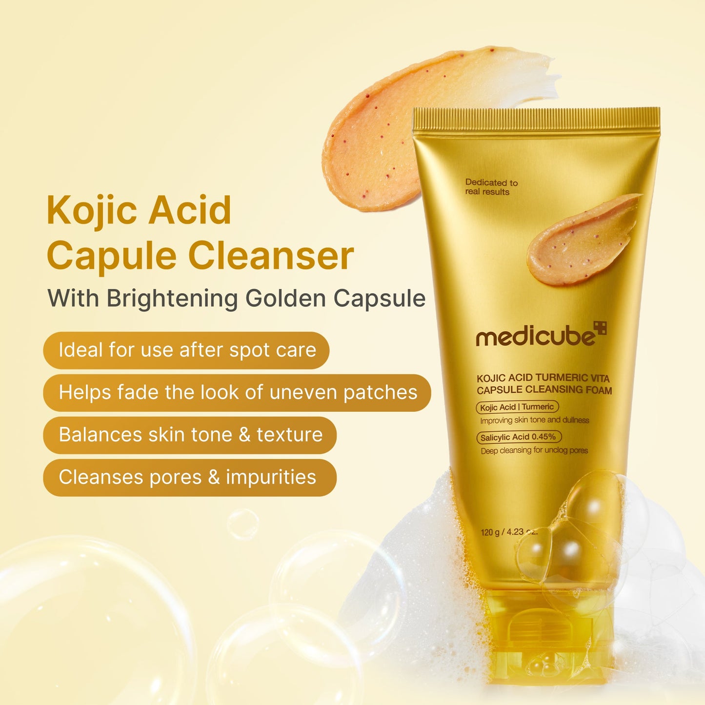 Medicube Kojic Acid Turmeric Vita Capsule Foam Cleanser